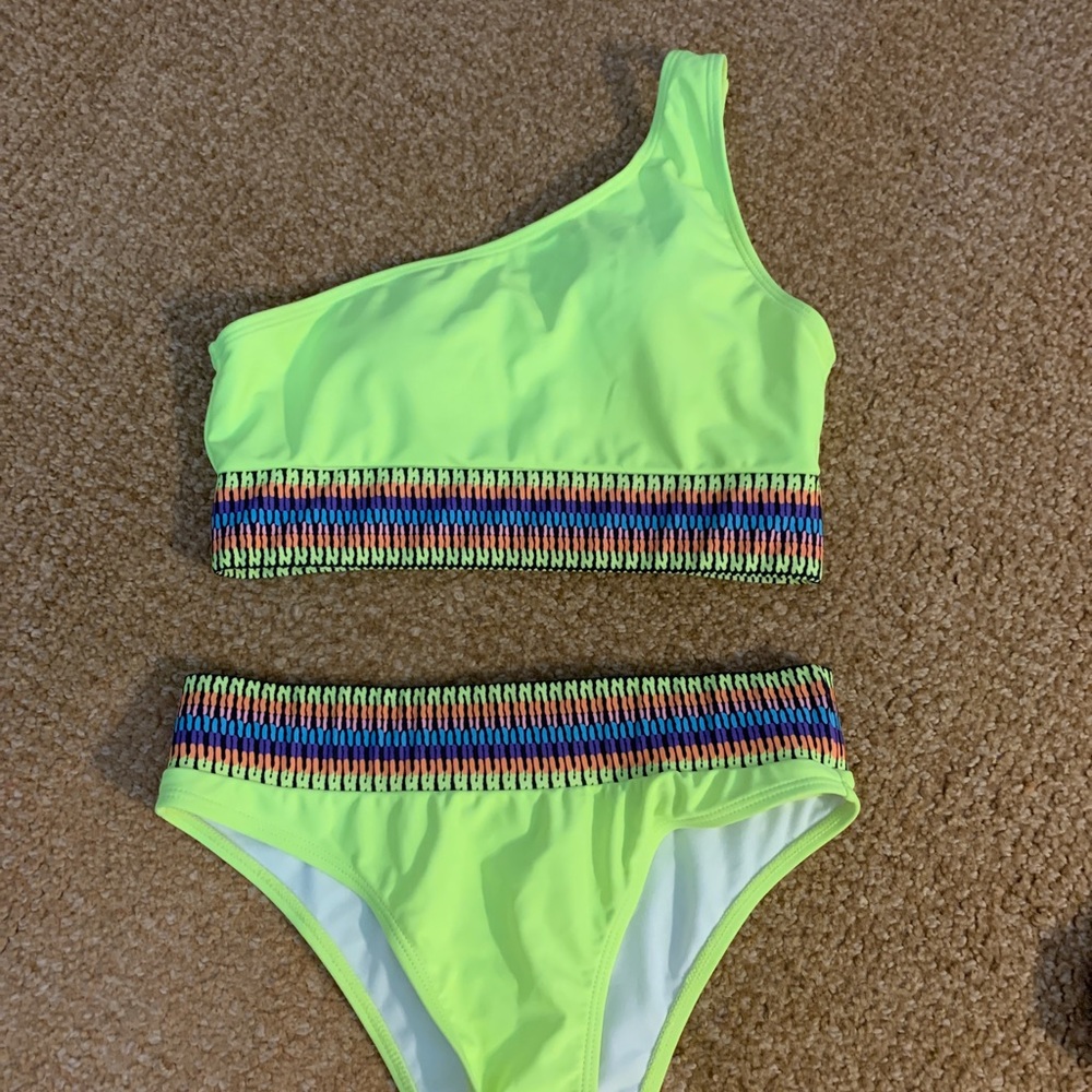SHEIN neon bikini high wasted bottoms
